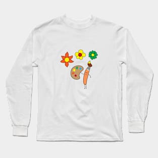 funny art brush drawing flowers Long Sleeve T-Shirt